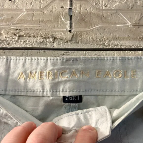American Eagle Light /blue Cargo Capri Pants Size 12 Stretch Utility Y2K - Picture 5 of 13